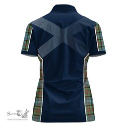 ScotsTee Shop Scottish Paisley Clan Scottish Crest and Scottish Thistle Sport Tartan Womens Polo Shirt