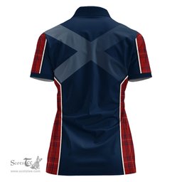 ScotsTee Shop Scottish Rose of Kilravock Clan Scottish Crest and Scottish Thistle Sport Tartan Womens Polo Shirt
