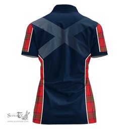ScotsTee Shop Scottish Ross Modern Clan Scottish Crest and Scottish Thistle Sport Tartan Womens Polo Shirt
