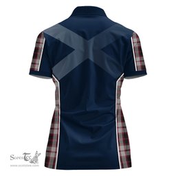 ScotsTee Shop Scottish MacPherson Clan Scottish Crest and Scottish Thistle Sport Tartan Womens Polo Shirt