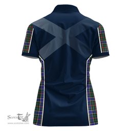 ScotsTee Shop Scottish Ogilvie (Ogilvy) Hunting Modern Clan Scottish Crest and Scottish Thistle Sport Tartan Womens Polo Shirt