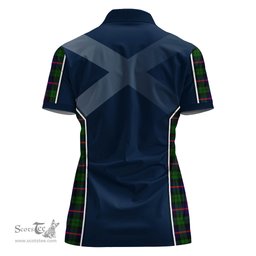 ScotsTee Shop Scottish Urquhart Modern Clan Scottish Crest and Scottish Thistle Sport Tartan Womens Polo Shirt