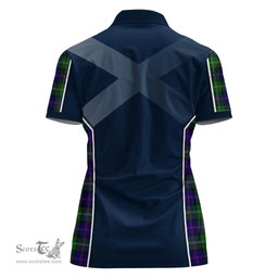 ScotsTee Shop Scottish MacThomas Modern Clan Scottish Crest and Scottish Thistle Sport Tartan Womens Polo Shirt