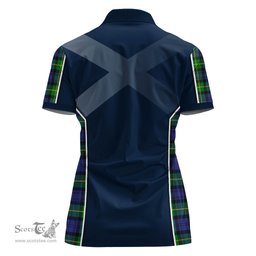 ScotsTee Shop Scottish Meldrum Clan Scottish Crest and Scottish Thistle Sport Tartan Womens Polo Shirt