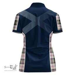 ScotsTee Shop Scottish MacPherson Dress Ancient Clan Scottish Crest and Scottish Thistle Sport Tartan Womens Polo Shirt