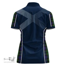 ScotsTee Shop Scottish Mowat Clan Scottish Crest and Scottish Thistle Sport Tartan Womens Polo Shirt