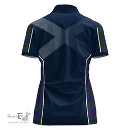 ScotsTee Shop Scottish Strachan Clan Scottish Crest and Scottish Thistle Sport Tartan Womens Polo Shirt