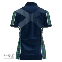 ScotsTee Shop Scottish MacNeil of Colonsay Ancient Clan Scottish Crest and Scottish Thistle Sport Tartan Womens Polo Shirt