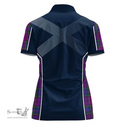 ScotsTee Shop Scottish Wardlaw Modern Clan Scottish Crest and Scottish Thistle Sport Tartan Womens Polo Shirt