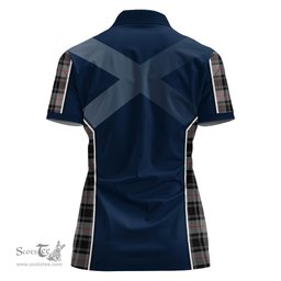 ScotsTee Shop Scottish Moffat Modern Clan Scottish Crest and Scottish Thistle Sport Tartan Womens Polo Shirt
