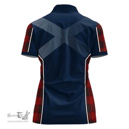 ScotsTee Shop Scottish Wemyss Clan Scottish Crest and Scottish Thistle Sport Tartan Womens Polo Shirt