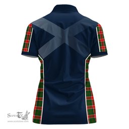 ScotsTee Shop Scottish Pollock Modern Clan Scottish Crest and Scottish Thistle Sport Tartan Womens Polo Shirt