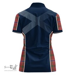 ScotsTee Shop Scottish MacRae Ancient Clan Scottish Crest and Scottish Thistle Sport Tartan Womens Polo Shirt