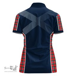 ScotsTee Shop Scottish Sinclair Modern Clan Scottish Crest and Scottish Thistle Sport Tartan Womens Polo Shirt
