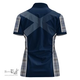 ScotsTee Shop Scottish Tweedie Clan Scottish Crest and Scottish Thistle Sport Tartan Womens Polo Shirt