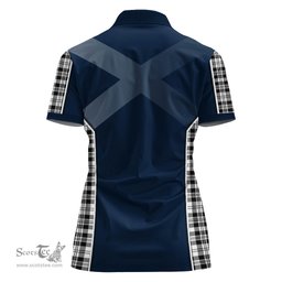 ScotsTee Shop Scottish Scott Black White Clan Scottish Crest and Scottish Thistle Sport Tartan Womens Polo Shirt