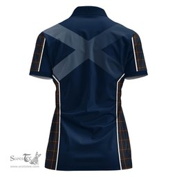 ScotsTee Shop Scottish MacLaine of Lochbuie Hunting Clan Scottish Crest and Scottish Thistle Sport Tartan Womens Polo Shirt
