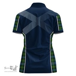 ScotsTee Shop Scottish MacLeod of Skye Clan Scottish Crest and Scottish Thistle Sport Tartan Womens Polo Shirt