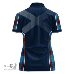 ScotsTee Shop Scottish Wedderburn Clan Scottish Crest and Scottish Thistle Sport Tartan Womens Polo Shirt