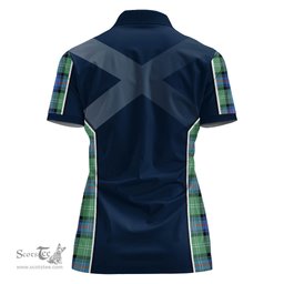 ScotsTee Shop Scottish Sutherland Ancient Clan Scottish Crest and Scottish Thistle Sport Tartan Womens Polo Shirt
