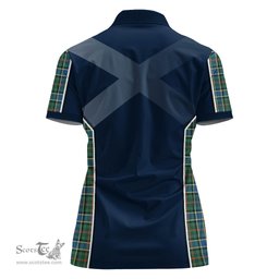 ScotsTee Shop Scottish Ogilvie (Ogilvy) Hunting Ancient Clan Scottish Crest and Scottish Thistle Sport Tartan Womens Polo Shirt