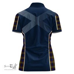 ScotsTee Shop Scottish MacLellan Modern Clan Scottish Crest and Scottish Thistle Sport Tartan Womens Polo Shirt