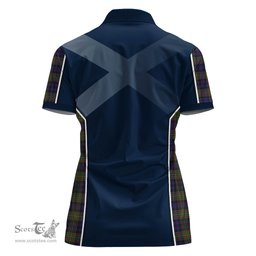 ScotsTee Shop Scottish MacLellan Clan Scottish Crest and Scottish Thistle Sport Tartan Womens Polo Shirt