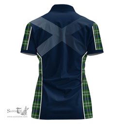 ScotsTee Shop Scottish Mow Clan Scottish Crest and Scottish Thistle Sport Tartan Womens Polo Shirt