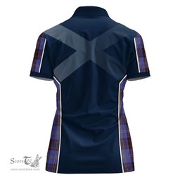 ScotsTee Shop Scottish Rutherford Clan Scottish Crest and Scottish Thistle Sport Tartan Womens Polo Shirt