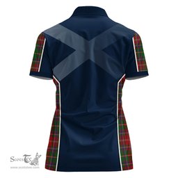 ScotsTee Shop Scottish Somerville Clan Scottish Crest and Scottish Thistle Sport Tartan Womens Polo Shirt