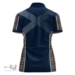 ScotsTee Shop Scottish Taylor Weathered Clan Scottish Crest and Scottish Thistle Sport Tartan Womens Polo Shirt