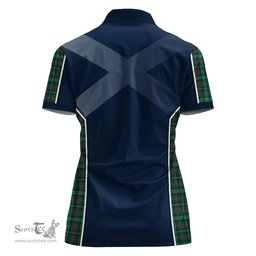 ScotsTee Shop Scottish Ross Hunting Modern Clan Scottish Crest and Scottish Thistle Sport Tartan Womens Polo Shirt