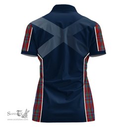 ScotsTee Shop Scottish Spens Clan Scottish Crest and Scottish Thistle Sport Tartan Womens Polo Shirt