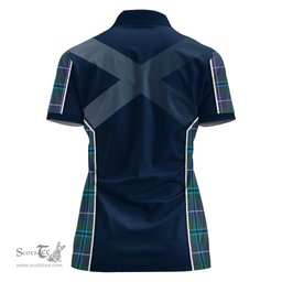 ScotsTee Shop Scottish Sandilands Clan Scottish Crest and Scottish Thistle Sport Tartan Womens Polo Shirt