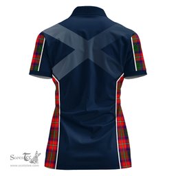 ScotsTee Shop Scottish Riddell Clan Scottish Crest and Scottish Thistle Sport Tartan Womens Polo Shirt