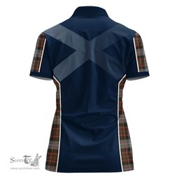 ScotsTee Shop Scottish MacRae Hunting Weathered Clan Scottish Crest and Scottish Thistle Sport Tartan Womens Polo Shirt