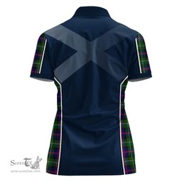 ScotsTee Shop Scottish Malcolm Clan Scottish Crest and Scottish Thistle Sport Tartan Womens Polo Shirt