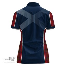 ScotsTee Shop Scottish Ross Old Clan Scottish Crest and Scottish Thistle Sport Tartan Womens Polo Shirt