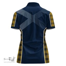 ScotsTee Shop Scottish MacLeod Clan Scottish Crest and Scottish Thistle Sport Tartan Womens Polo Shirt