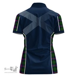 ScotsTee Shop Scottish Morrison Modern Clan Scottish Crest and Scottish Thistle Sport Tartan Womens Polo Shirt