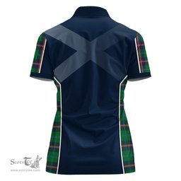 ScotsTee Shop Scottish Young Modern Clan Scottish Crest and Scottish Thistle Sport Tartan Womens Polo Shirt