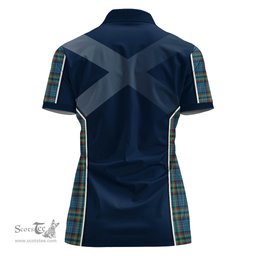 ScotsTee Shop Scottish Ralston UK Clan Scottish Crest and Scottish Thistle Sport Tartan Womens Polo Shirt
