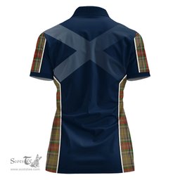 ScotsTee Shop Scottish Muirhead Old Clan Scottish Crest and Scottish Thistle Sport Tartan Womens Polo Shirt