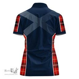 ScotsTee Shop Scottish Majoribanks Clan Scottish Crest and Scottish Thistle Sport Tartan Womens Polo Shirt