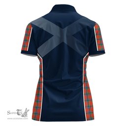ScotsTee Shop Scottish Sinclair Ancient Clan Scottish Crest and Scottish Thistle Sport Tartan Womens Polo Shirt