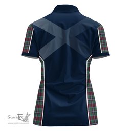 ScotsTee Shop Scottish Spens (Spence) Clan Scottish Crest and Scottish Thistle Sport Tartan Womens Polo Shirt