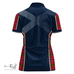 ScotsTee Shop Scottish MacRow Clan Scottish Crest and Scottish Thistle Sport Tartan Womens Polo Shirt