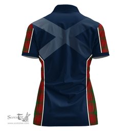 ScotsTee Shop Scottish MacQuarrie Clan Scottish Crest and Scottish Thistle Sport Tartan Womens Polo Shirt