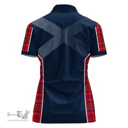 ScotsTee Shop Scottish Murray of Tulloch Modern Clan Scottish Crest and Scottish Thistle Sport Tartan Womens Polo Shirt