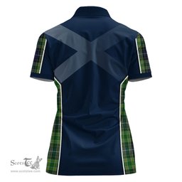 ScotsTee Shop Scottish McKellar Clan Scottish Crest and Scottish Thistle Sport Tartan Womens Polo Shirt